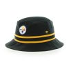 Pittsburgh Steelers 47 Brand Striped Bucket Black Hat