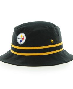 Pittsburgh Steelers 47 Brand Striped Bucket Black Hat