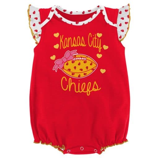 Kansas City Chiefs Baby 0/3M Hearts Red Onesie Creeper
