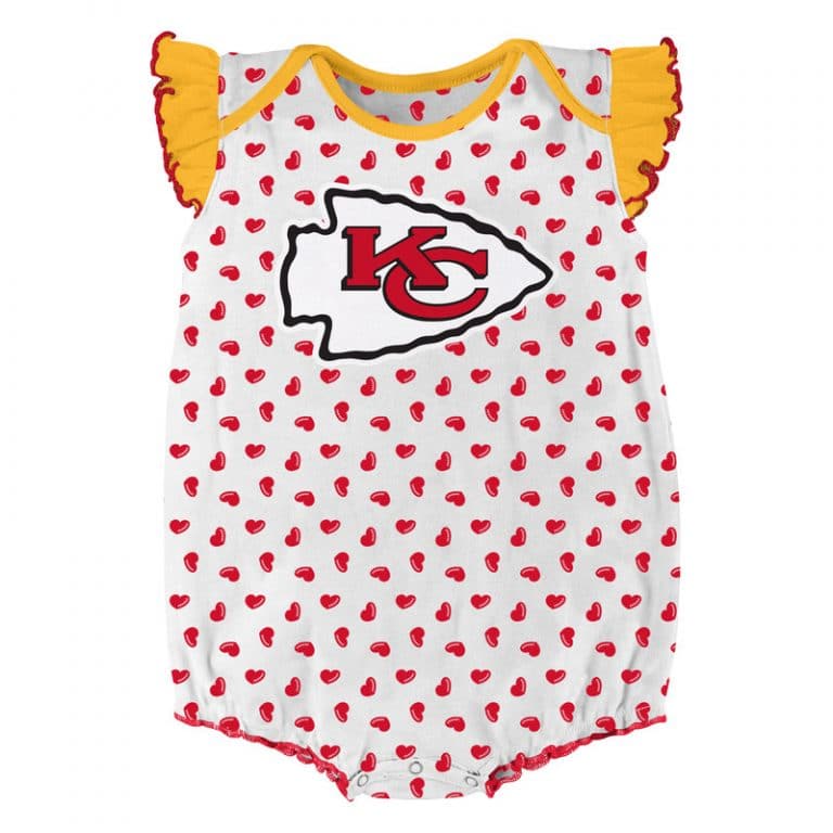 Kansas City Chiefs Baby 0/3M Hearts White Onesie Creeper Detroit Game Gear