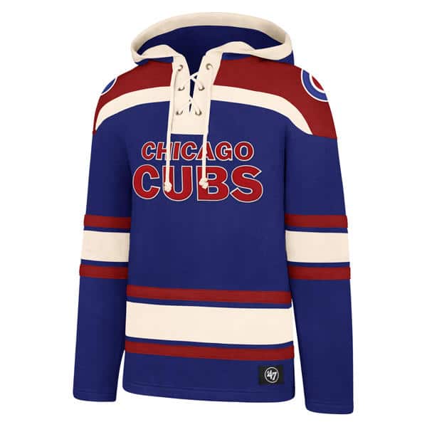 Chicago Cubs Men's 47 Brand Blue Pullover Jersey Hoodie Detroit Game Gear