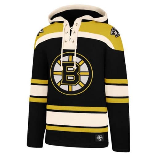 Boston Bruins Men's 47 Brand Black Pullover Jersey Hoodie