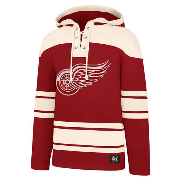 Detroit Red Wings Men's 47 Brand Vintage Red Black Pullover Jersey Hoodie - XL