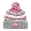 Green Bay Packers Girls KIDS 47 Brand Gray Pink Bubbler Cuff Knit Hat