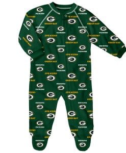 Green Bay Packers Baby Green Raglan Zip Up Sleeper Coverall