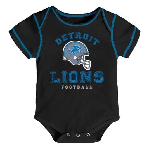 Detroit Lions 3/6 Months Baby Helmet Black Onesie Creeper