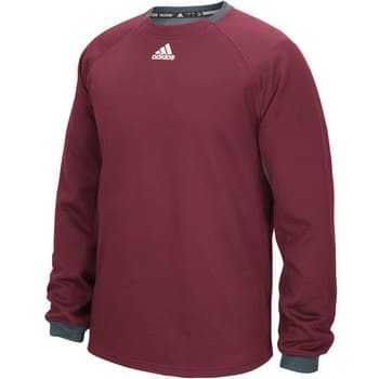 Men's Adidas Fielder's Choice Burgundy Long Sleeve Fleece Crew Pullover