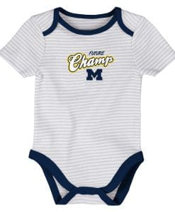 Michigan Wolverines Baby 3 MONTHS Striped White Gray Onesie Creeper