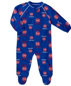 Detroit Pistons Baby Blue Raglan Zip Up Sleeper Coverall