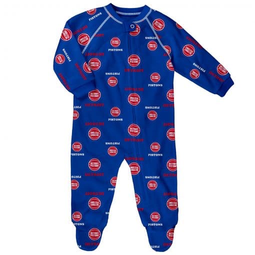 Detroit Pistons Baby Blue Raglan Zip Up Sleeper Coverall