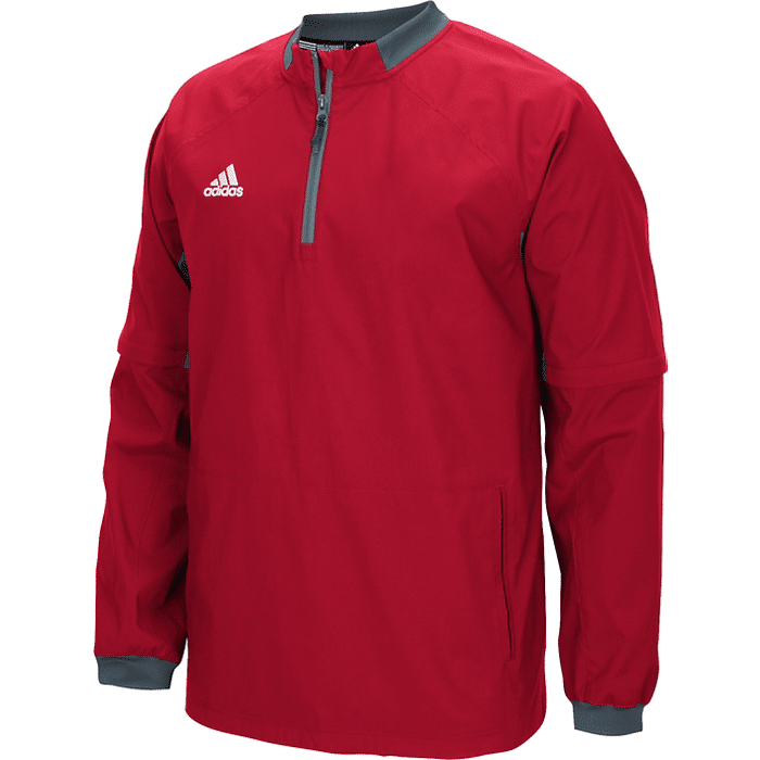 Men's Adidas Red Fielder's Choice 1/4 Zip Long Sleeve Pullover ...
