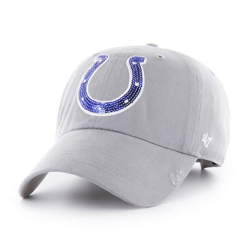 Indianapolis Colts Women's 47 Brand Sparkle Team Color Clean Up Gray Hat