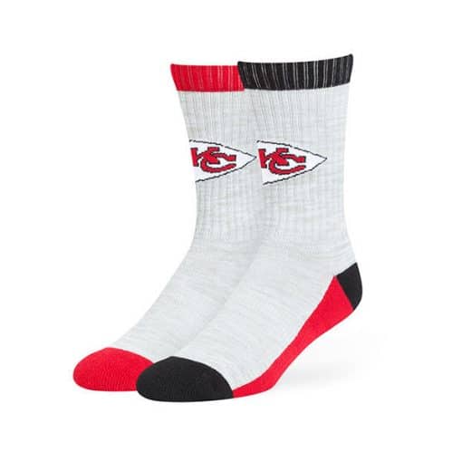 Kansas City Chiefs LARGE 47 Brand Gray Thatcher Hybrid Crew Socks