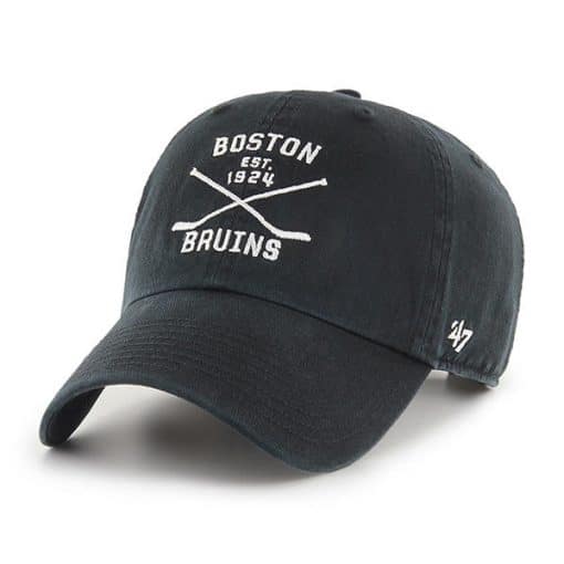 Boston Bruins 47 Brand Black Cross Sticks Adjustable Hat