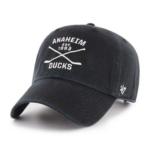 Anaheim Ducks 47 Brand Black Cross Sticks Adjustable Hat