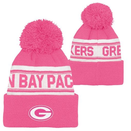Green Bay Packers Girls Pink Cuff Knit Hat