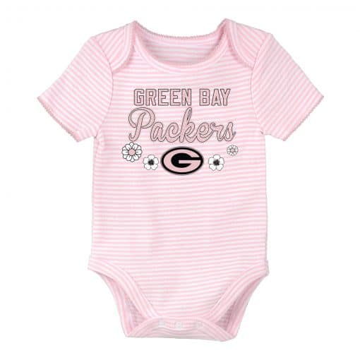 Green Bay Packers Pink Striped Onesie Creeper