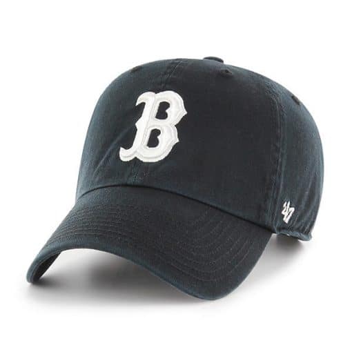 Boston Red Sox 47 Brand White Logo Black Clean Up Adjustable Hat