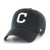 Cleveland Indians 47 Brand White Logo Clean Up Black Adjustable Hat