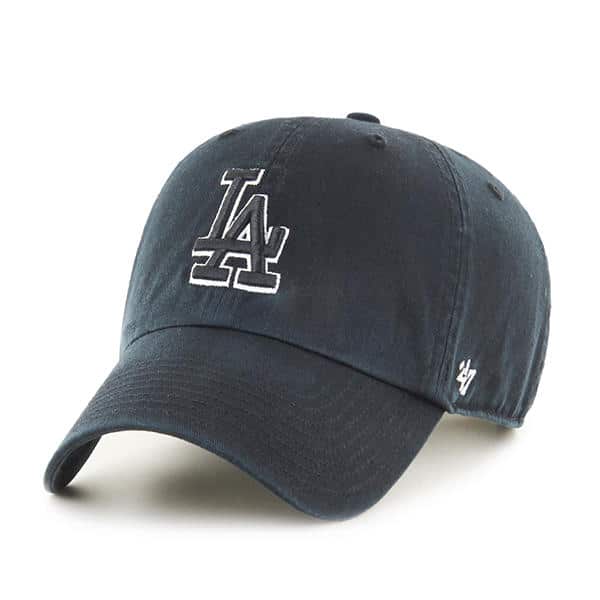 Los Angeles Dodgers 47 Brand Black White Logo Clean Up Adjustable Hat ...