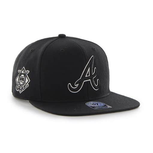 Atlanta Braves 47 Brand Black Sure Shot Captain Adjustable Hat