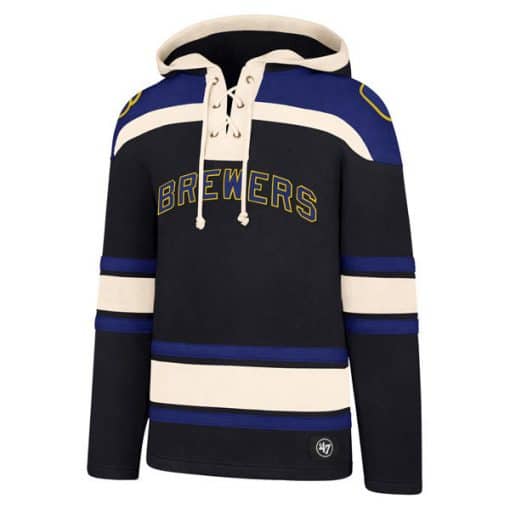 Milwaukee Brewers Men's 47 Brand Navy Pullover Jersey Hoodie