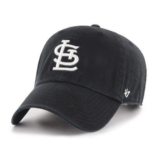 St. Louis Cardinals 47 Brand Black White Logo Clean Up Adjustable Hat