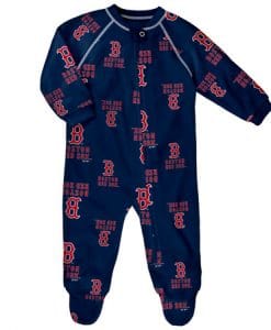 Boston Red Sox Baby Navy Raglan Zip Up Sleeper Coverall