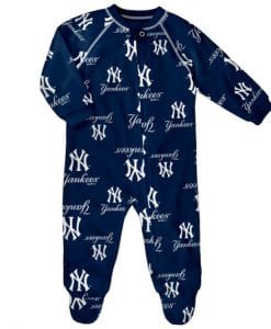 New York Yankees Baby Navy Raglan Zip Up Sleeper Coverall