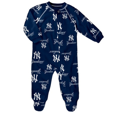 New York Yankees Baby Navy Raglan Zip Up Sleeper Coverall