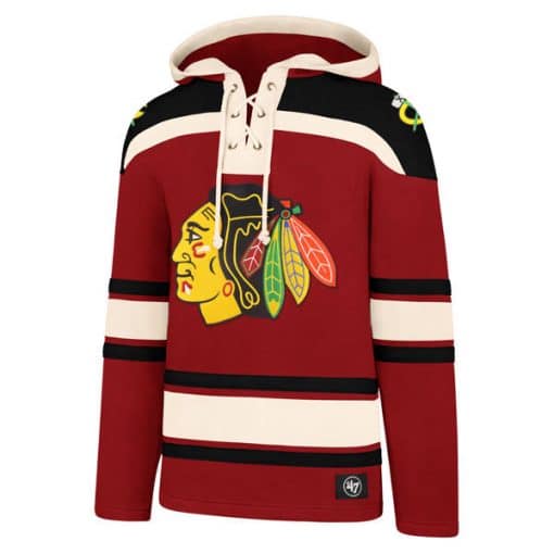 Chicago Blackhawks Men's 47 Brand Red Vintage Pullover Jersey Hoodie