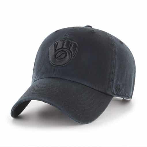 Milwaukee Brewers 47 Brand All Black Clean Up Adjustable Hat