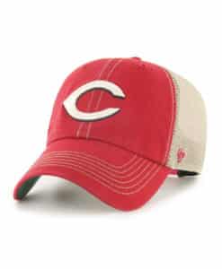 Cincinnati Reds 47 Brand Red Trawler Clean Up Khaki Mesh Snapback Hat