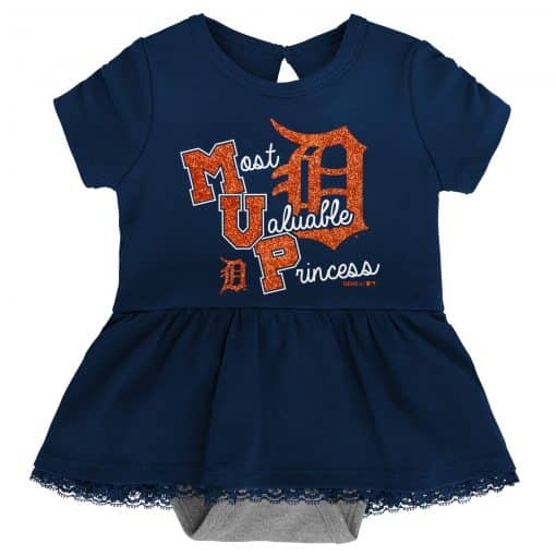 Detroit Tigers Baby Girl Navy MVP Princess 3-Piece Creeper - Image 2