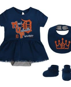 Detroit Tigers Baby Girl Navy MVP Princess 3-Piece Creeper