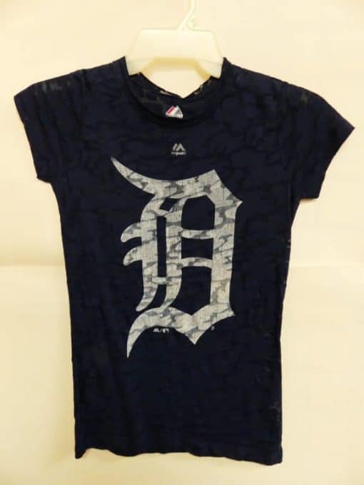 Detroit Tigers Women's Majestic Navy Layered Logo T-Shirt Tee