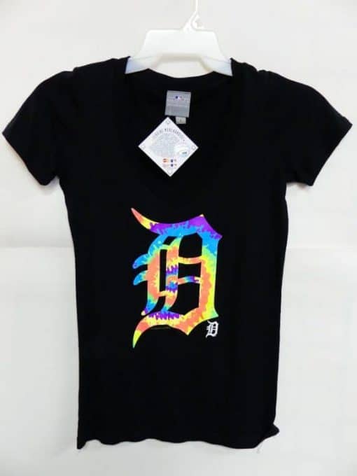 Detroit Tigers Women's Navy Neon Logo T-Shirt Tee