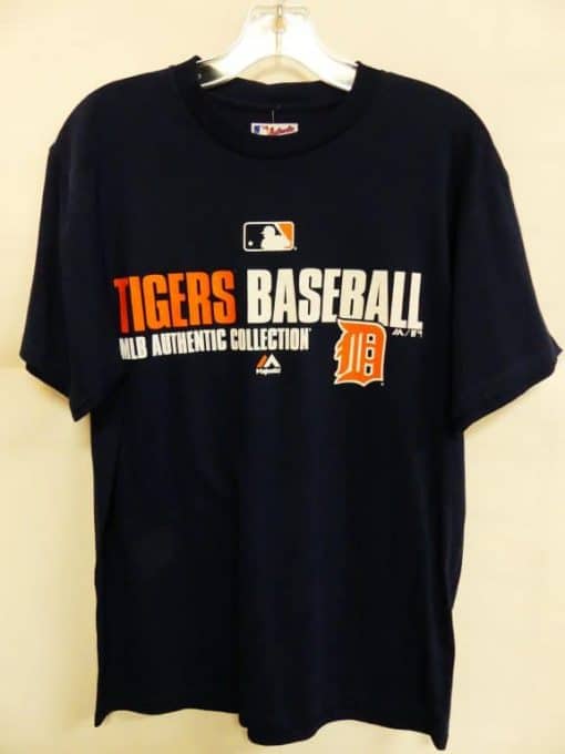 Detroit Tigers Majestic Navy MLB Orange D T-Shirt Tee