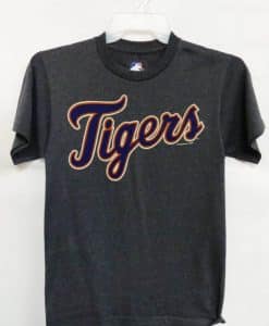 Detroit Tigers Blue Tigers Logo Gray T-Shirt Tee