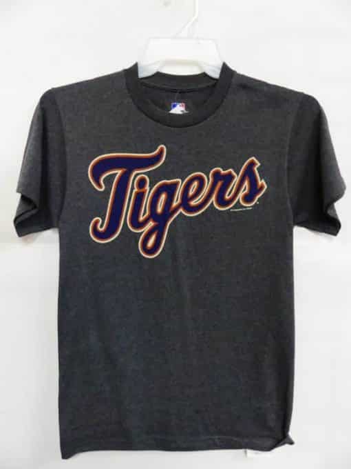 Detroit Tigers Blue Tigers Logo Gray T-Shirt Tee
