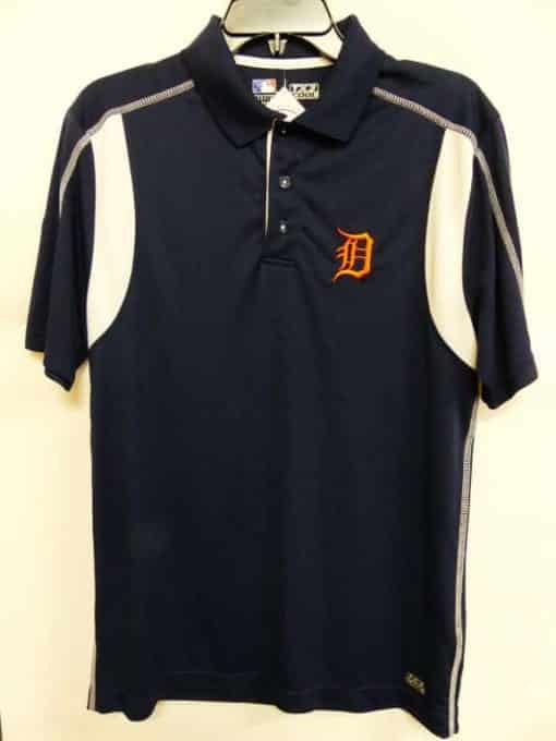 Detroit Tigers Majestic Navy Orange Logo Dri-Fit Polo Shirt