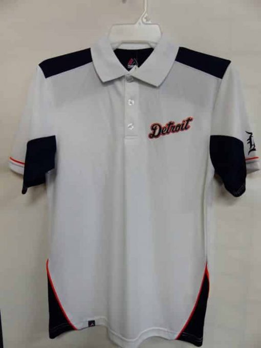 Detroit Tigers Majestic White Navy Polo Shirt