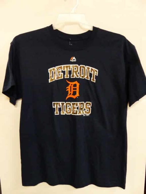 Detroit Tigers Majestic Navy Orange D Logo T-Shirt Tee