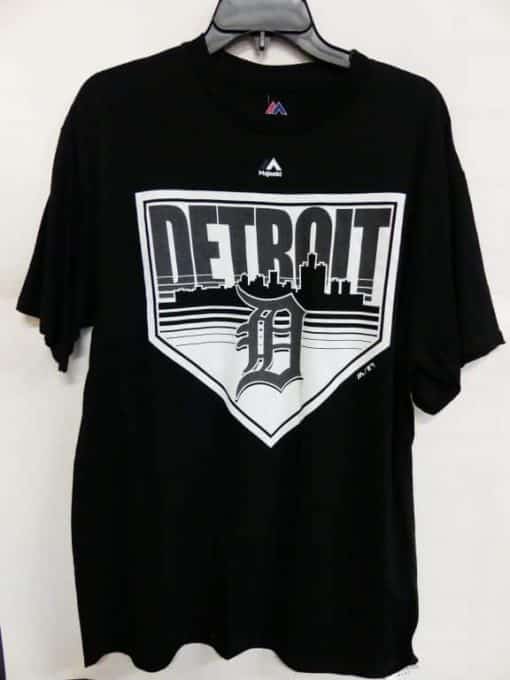 Detroit Tigers Majestic Black City Landscape T-Shirt Tee