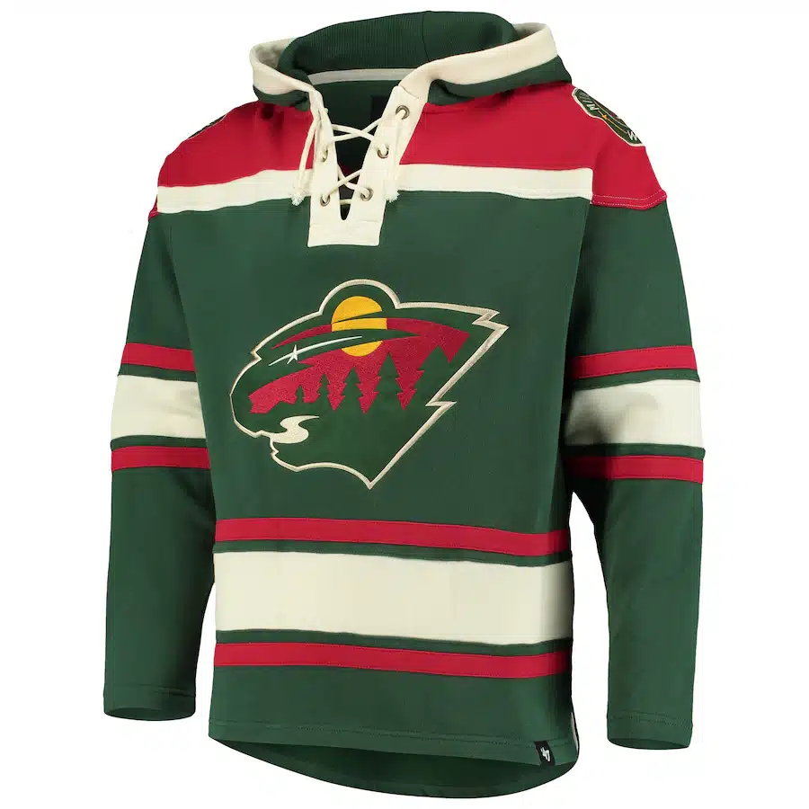 Minnesota Wild Adidas Green/Red Logo Pullover Hoodie Small