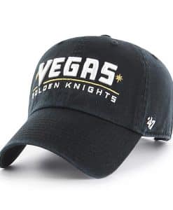 Vegas Golden Knights 47 Brand Script Black Clean Up Adjustable Hat