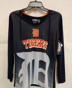 Detroit Tigers Women's Navy Hooded Long Sleeve Logo Tee