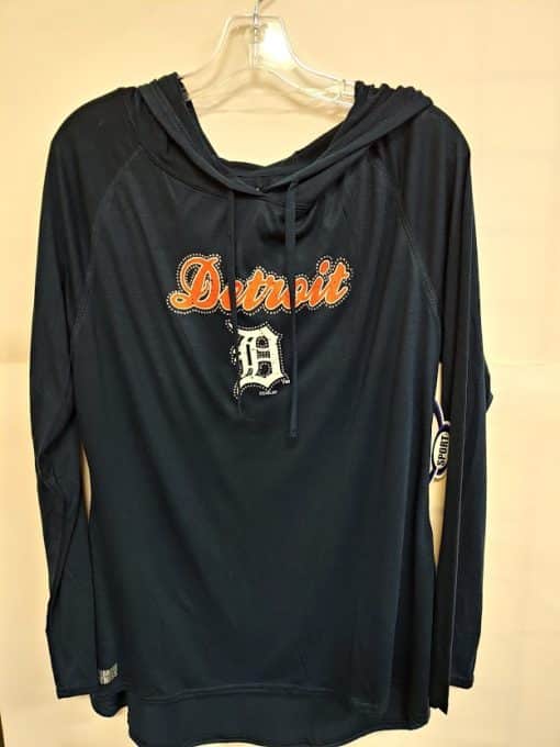 Detroit Tigers Women's Navy Long Sleeve Bling Tee