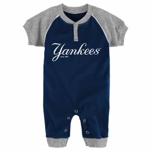 New York Yankees Baby Navy Button Up Romper Coverall