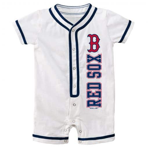Boston Red Sox Baby White Button Up Romper Coverall